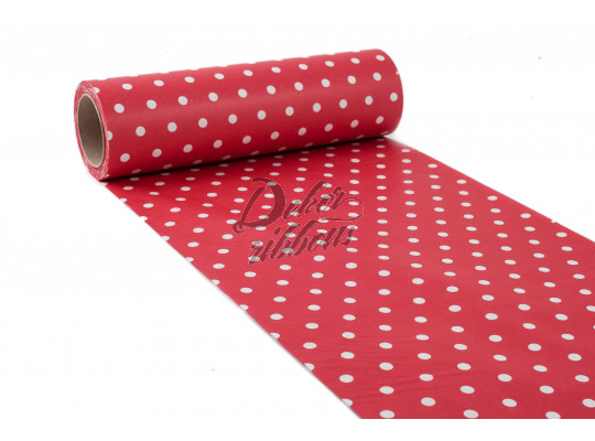 Hedvábný papír 25 cm, s puntíky - červený