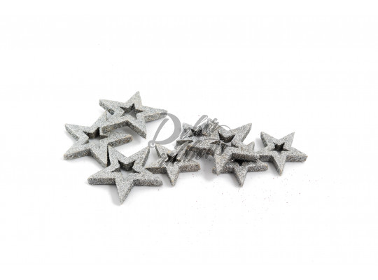 Lesklé hvězdičky, 24 ks - stříbrné