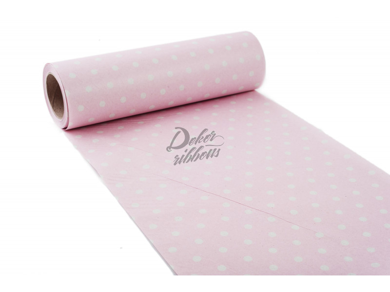 Hedvábný papír 25 cm, s puntíky - světle růžový