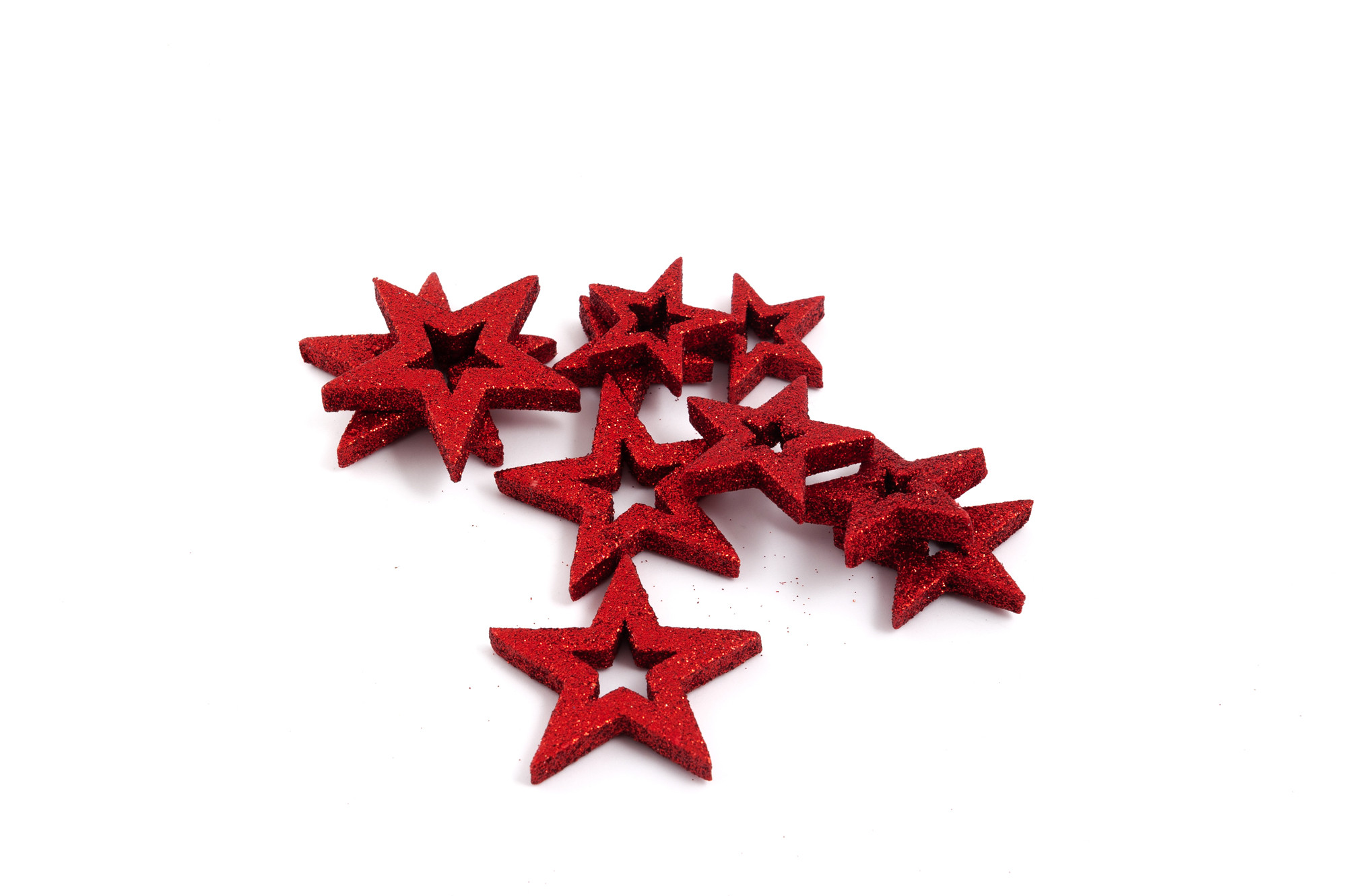 Lesklé hvězdičky, 24 ks-07 - červené